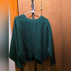 Dark Green Cable Knit Sweater
